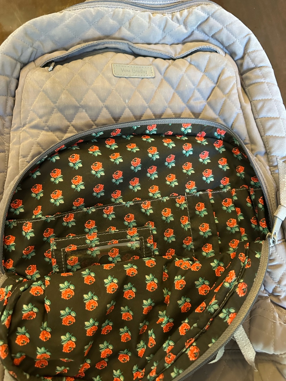 Vera Bradley Light Gray Quilted Backpack - Picture 10 of 11